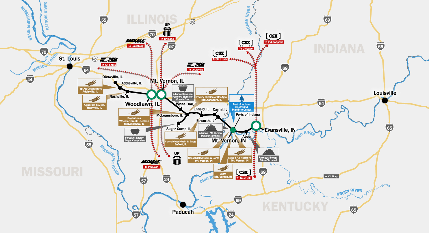 Rail Transportation | System Maps | Evansville | Mt. Vernon